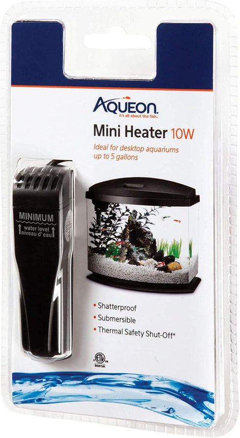 Aqueon Mini Flat Heater – Submersible Small Aquarium Heater for up to 5 Gallon Aquariums, 10 Watts