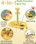 TriGia Paws 2 360 Bird Spinning Toy with Feeding Cups, Rotating Bird Toys for Parrots with Bells & Cork for Boredom
