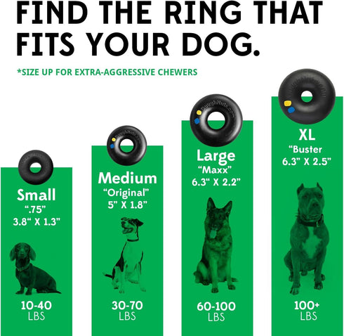 Goughnuts Rubber Dog Chew Toy, Medium 0.75, Green Ring
