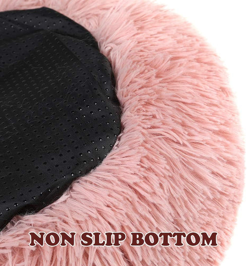 otoez Kitten Puppy Bed 15.7" Pink, Extra Small Round Dog Cat Beds, Anti-Anxiety Plush Calming Donut Bed