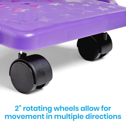 hand2mind Purple Indoor Scooter Board with Safety Handles for Kids Ages 6-12, Pack of 1, Physical Education Supplies