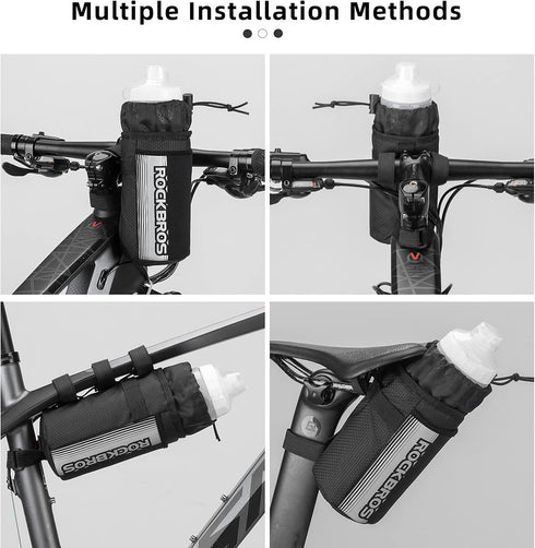 ROCKBROS Bike Water Bottle Holder Bag Handlebar Stem Bag for Mountain Road Bike, Insulated Storage Pouch