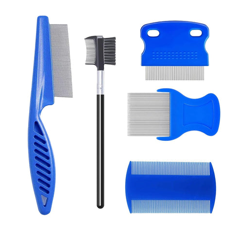 MEDUWEDU 5 Pack Flea & Lice Comb Set for Cats, Dogs &