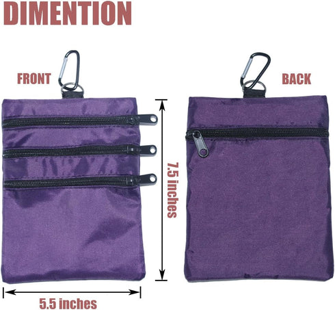Golf Valuables Pouch - Zipper Golf Ball Bag with 4 Pockets for Storing Balls, Tees, Mobile Phone, Keys, and Cash