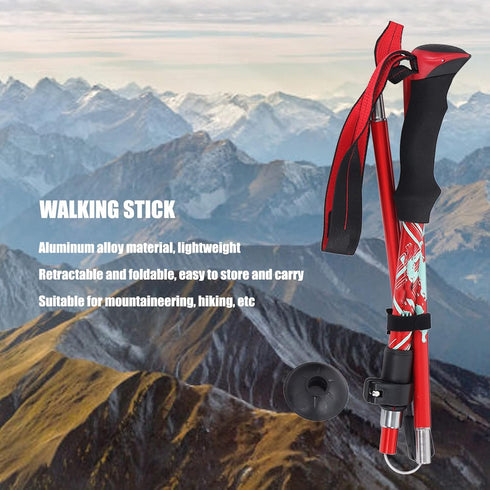 Outdoor Hiking Poles - Telescopic Collapsible Aluminium Alloy Walking Stick with Mud Rest and Storage Bag