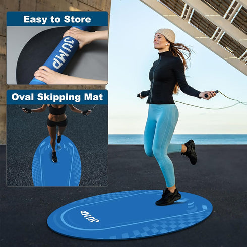 52'' 36'' 5mm Jump Rope Mat Outdoor Indoor, Oval x Non-slip Fitness Exercise Mat, Shock Absorption Extra Thick Design