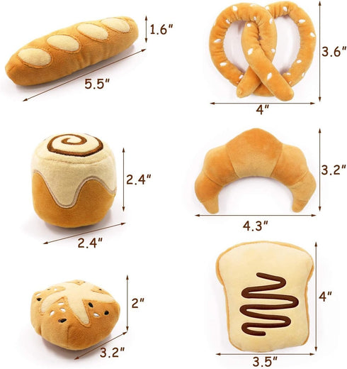 Bread Catnip Toys - Indoor Interactive Chew Bite Kick Toy Set, 6 Pack Plush Catmint Birthday Presents
