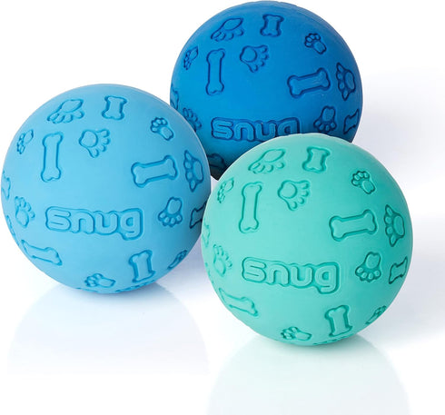 Snug Rubber Dog Balls for Small and Medium Dogs - Tennis Ball Size - Virtually Indestructible (3 Pack)
