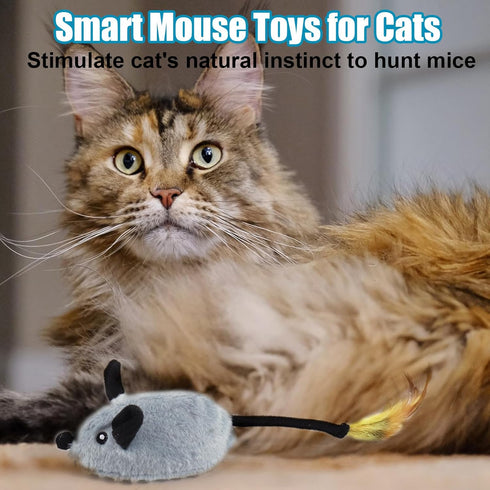 Mity rain Interactive Dog Toys, Fake Mouse Moving Toy with Automatic Sensor, Realistic Sound for Dogs & Cats