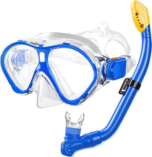 Gintenco Kids Snorkel Set, Unisex Diving Mask & Anti-Fog Diving Mask with Dry Top Snorkel Combo