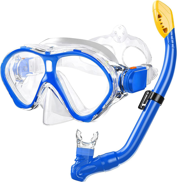 Gintenco Kids Snorkel Set, Unisex Diving Mask & Anti-Fog Diving Mask with Dry Top Snorkel Combo