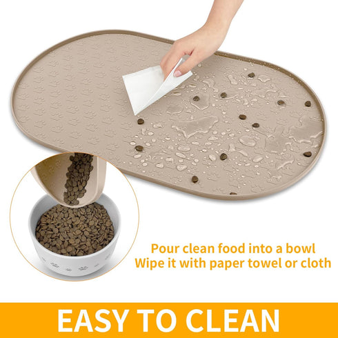 KPWACD Dog Food Mat Anti-Slip Bowl Mats for Food and Water, High-Lips Waterproof Pet Placemat Prevent Messy Spills