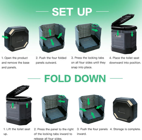Tfulad Camping Toilet for Adults - Portable Folding Toilet with Lid,Travel Portable Potty for Adults,Porta Potty Car