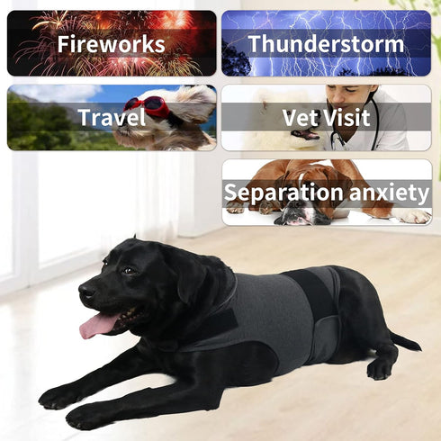 Breathable Dog Shirt for Thunderstorm, Dog Anxiety Vest Jacket Wrap, Puppy Calming Coat for Anxiety Relief (M, Grey)