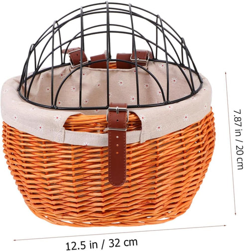 Pack NOLITOY Practical Rattan Woven Bike Basket with Breathable Design for Pets Cats Dogs Wicker Front Bicycle Basket