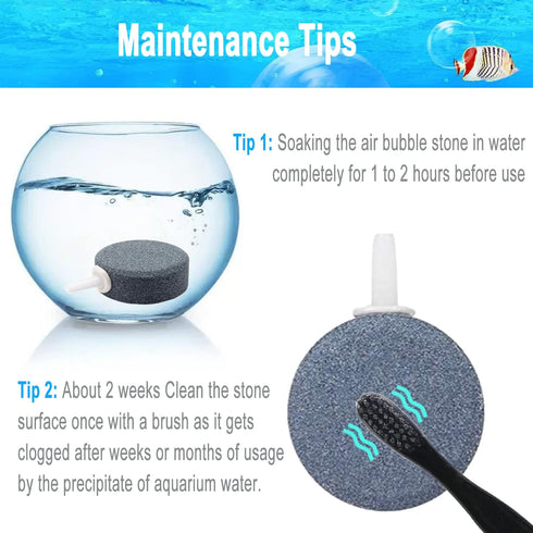 1.6 Inch Aquarium Air Stones Disc - Oxygen Diffuser Bubble Air Stone for Nano Air Pumps, Fish Tanks, Buckets, Ponds