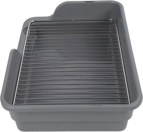 Dog Potty Tray, Stainless Steel Grid Dog Training Toilet for Small Medium Dogs, Flat Design with Spill Proof Feature