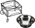 YML Elevated Stainless Steel Dog & Cat Bowl, 5-Inch, with Black Wrought Iron Stand
