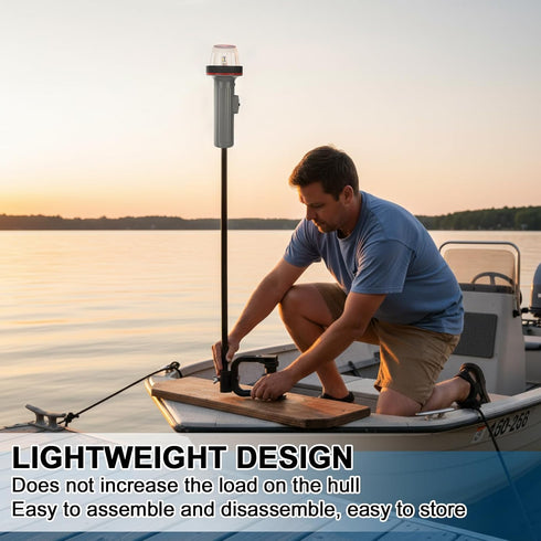 24" Tuanse Portable Battery-operated Boat Navigation Light, Bi-color Red/green Bow Light with Adjustable Clamp