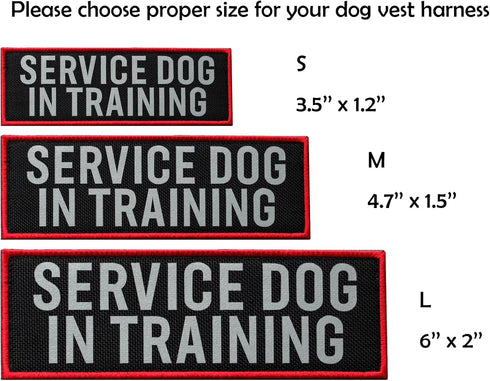 2 Pcs Reflective Service Dog in Training Patch Set, Hook and Loop Fastener for Dog Vest Harness