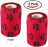 Vet Wrap Tape (Red with Paws) (2 Pack) (4 Inch x 15 feet) Self Adhesive Cohesive Flex Bandage for Pets