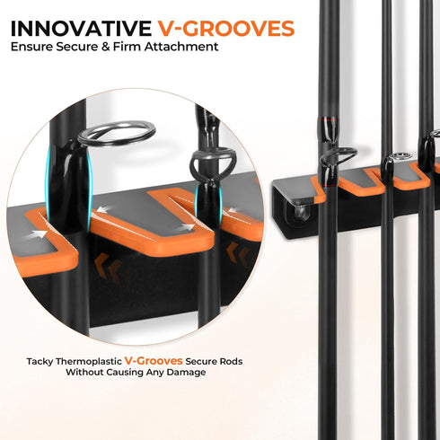 KastKing V15 Vertical Fishing Rod Holder – Wall Mounted Rack for 15 Rods or Combos, 17.25 Inches, Great Fishing Pole