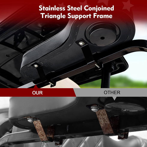 NOKINS Golf Cart Armrest with Cup Holder for EZGO/Club Car/Yamaha, Stainless Steel Support Frame, Black