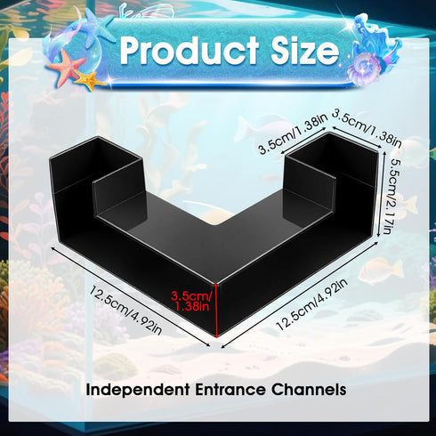 HekouJiub Black Aquarium Cave- Dual-Entrance Fish Tank Tunnel for Aquarium Shrimp & Fish Hideout Underground Tunnel