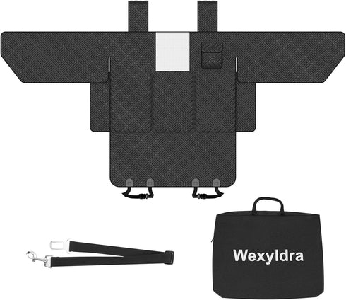 Wexyldra Dog Car Seat Cover for Back Seat- Heavy Duty Waterproof- Hard Bottom Backseat Extender Fits Sedan SUV & Small