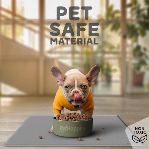 Dog Food Mat with Raised Edges, Waterproof Silicone Pet Food Mat for Food and Water, Easy Clean