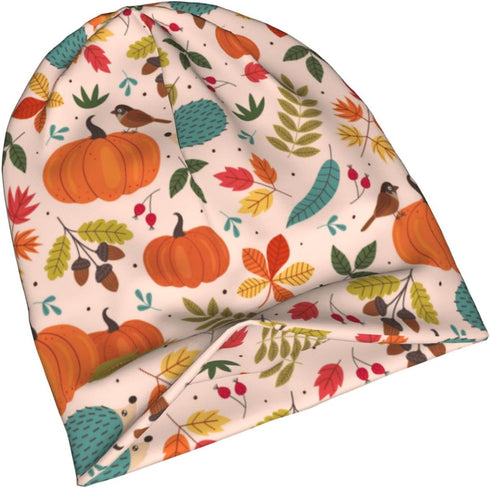LAIPUTER Thanksgiving Beanie Standard Closed Chemo Hat, Knitted Baggy Slouchy Cap for Adults