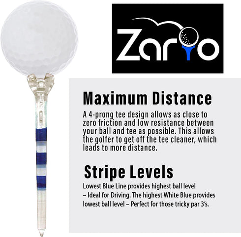 Zario Golf Tees 3 1/4 inch with 1 1/2 inch Combo, Near Unbreakable Plastic Golf Tees - 50 Count