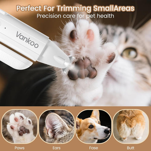 2 1 Trimmers Trimmer IPX7 in Dog & Cat Nail Clippers & with LED Lights, Splash Guard - Pet Hair for Around Paws, Ear