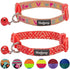 Blueberry Pet Pack of 2 Cat Collars, Adjustable Breakaway with Bell, Love Peace Theme & Salmon Pink Geometry