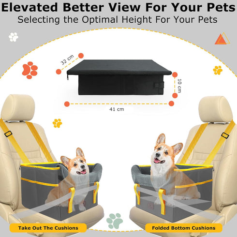 25lbs Dog Car Seat for Small Dogs, Fuzzy Dog Car Seat Up to Stable, Waterproof, Foldable with Clip-On Safety Leash, Pet