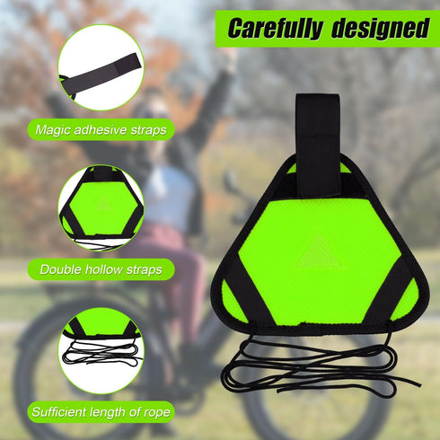 Reflective Triangle Sign, Bright Reflective Yield Symbol with Magic Adhesive Strap & Cord for High Visibility Safety