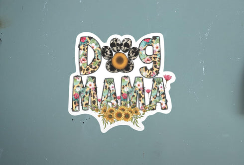 Dog Mama 5 Inch Waterproof Decal Sticker Wall Mom Mother Window Sunflower Love Pet Paw Dog Cat Family Bird Lover