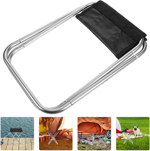 Happyyami Portable Aluminum Alloy Camping Stool Lightweight Outdoor Bench with Storage Bag Garden Seat for Fishing