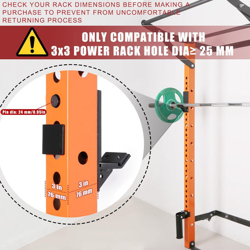 SYL Fitness J-Hooks for Squat/Power Rack, Heavy Duty Barbell Holder with UHMV Pads, Available in 2"x2" and 3"x3"