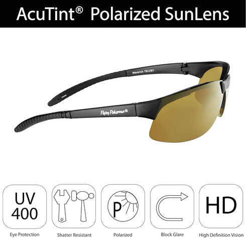 Flying Fisherman Maverick Polarized Sunglasses with AcuTint UV Blocker for Outdoor Sports