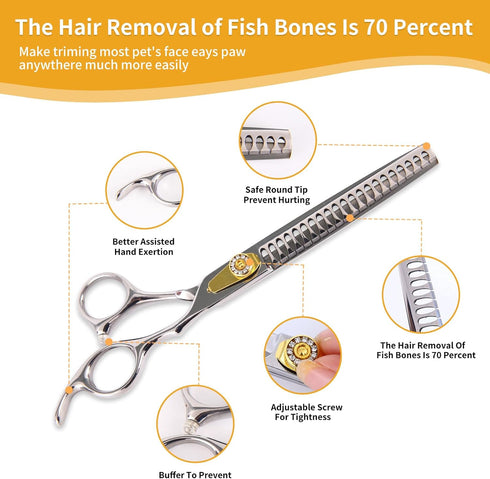 7 Inch 6-in-1 Set, Professional Dog Grooming Scissors Kit, Grooming Scissors for Dogs, Pet Grooming Shears Straight