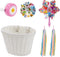 Kids Bike Basket, Woven Front Accessories for Boys & Girls with Stickers, Bell, Windmill, Ribbons