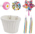 Kids Bike Basket, Woven Front Accessories for Boys & Girls with Stickers, Bell, Windmill, Ribbons