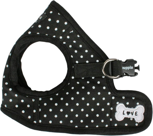 Puppia Dotty Step-in Vest Dog Harness, No Pull No Choke, Easy Wear for Small & Medium Dogs, Black