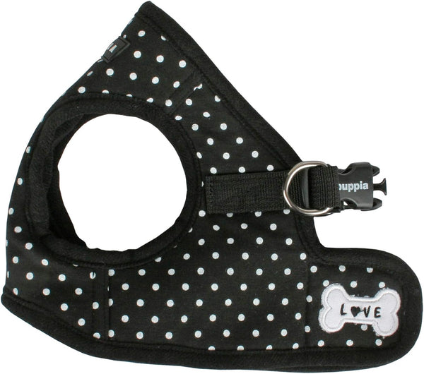 Puppia Dotty Step-in Vest Dog Harness, No Pull No Choke, Easy Wear for Small & Medium Dogs, Black