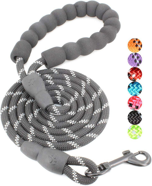 BAAPET Dog Leash 5FT-1/3'', Black, with Comfortable Padded Handle and Highly Reflective Threads for Dogs