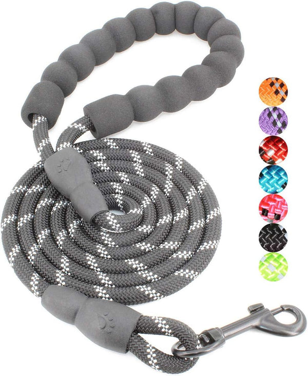 BAAPET Dog Leash 5FT-1/3'', Black, with Comfortable Padded Handle and Highly Reflective Threads for Dogs
