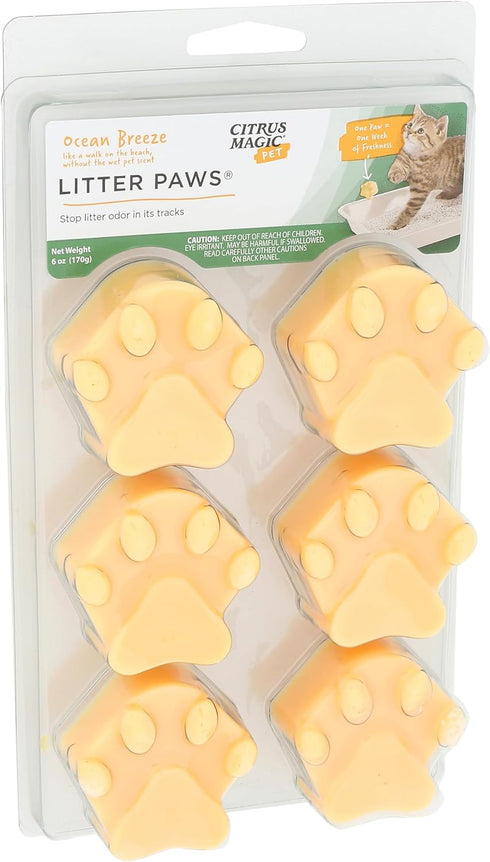 6-Count, Pack 2 Citrus Magic Pet Odor Control Paws for Litter, Ocean Breeze