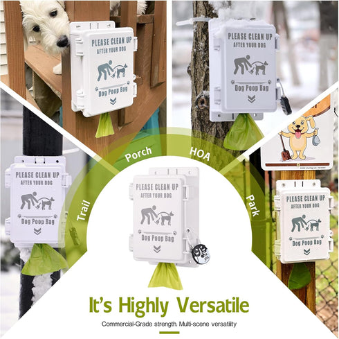 Commercial-Grade Heavy Duty Dog Poop Bag Dispenser, Wall Mountable & Waterproof Outdoor Organizer for Home, Yard