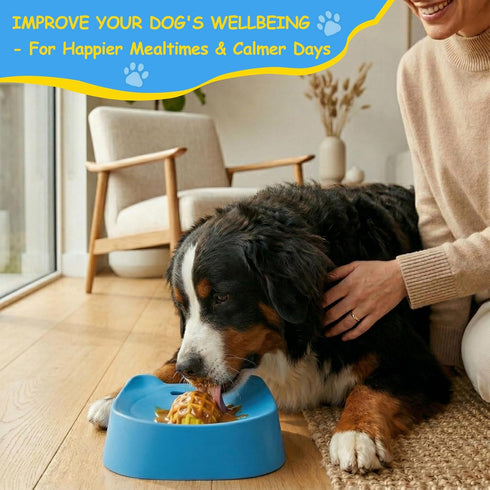Termony 4 (2,Bicolor) Non-Slip Slow Feeder Dog Bowl, Silicone Lid & Rolling Ball for Liquid/Wet Food. Suction Cup Lick